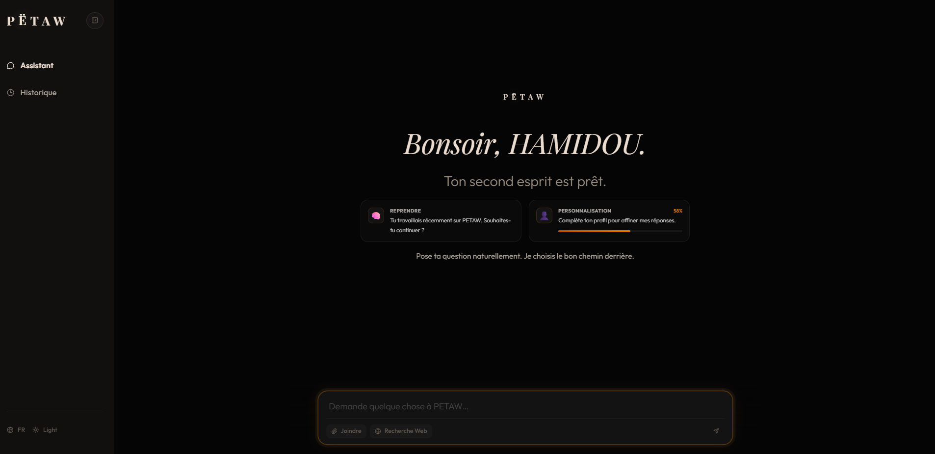 Spazio assistente personalizzato PETAW